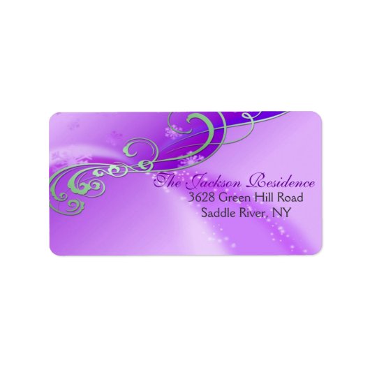 紫と白スワールクリスマス住所 シール (正面)