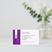 紫と白モダンのコンサルタント – 名刺 (スタンド正面)