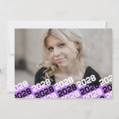 紫と白4枚の写真卒業のお知らせ 招待状 (裏面)