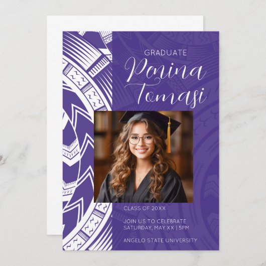 紫と白 招待状 (正面/裏面)