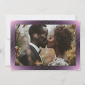 紫と白 |金ゴールドデコ行の日付の保存 案内状 (裏面)