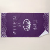 紫と白My Birthstone is a Seashell ビーチタオル (正面)