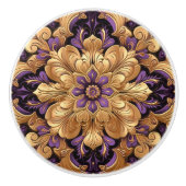 紫と素晴らし金ゴールドフローラセラミックノブ セラミックノブ (正面)