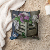 紫と素朴白のライラックのフローラ写真 クッション (ブランケット)