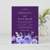 紫と紫のフローラ水の色結婚の 招待状 (スタンド正面)