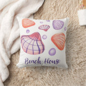 紫と紫の水の色の貝殻と文字 クッション (ブランケット)