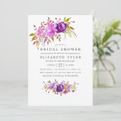 紫と紫の水カラーブライダルシャワー招待状 招待状 (スタンド正面)