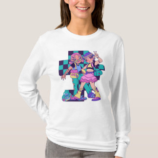 紫と緑のはっきりした女の子Tシャツ。 Tシャツ