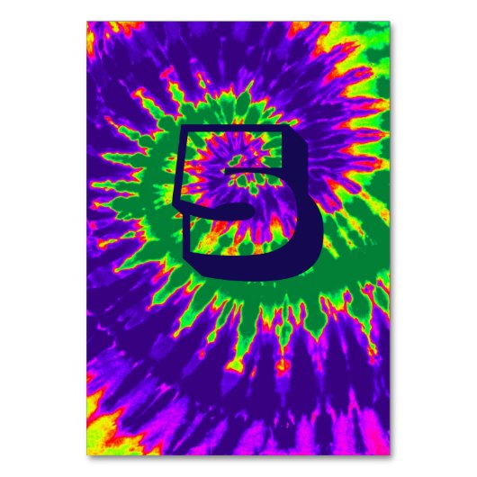 紫と緑のらせん絞り染め結婚のテーブル5 テーブルナンバー (正面)