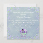 紫と緑のアフリカ系アメリカ人のベビーガールシャワー 招待状 (裏面)