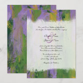 紫と緑のアーティスティックな結婚式の招待状 招待状 (正面/裏面)