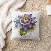 紫と緑のカラフルの花 クッション (ブランケット)