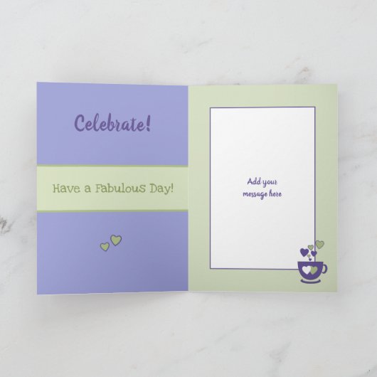 紫と緑のコーヒー愛好家の誕生日 カード (内部)