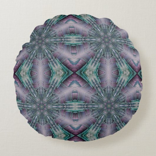 紫と緑のサイエンスフィクションモダン円枕 ラウンドクッション (正面)