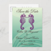 紫と緑のシーホース日付のはがきを保存 案内ポストカード (正面/裏面)