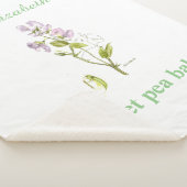 紫と緑のスイートピーの水色の花のベビー シェルパブランケット (3/4)