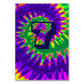 紫と緑のスパイラル絞り染め結婚のテーブルセブン テーブルナンバー (正面)