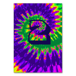 紫と緑のスパイラル絞り染め結婚のテーブル2 テーブルナンバー