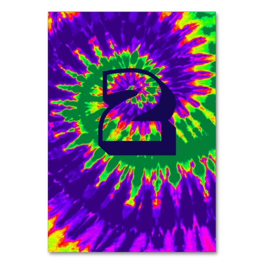 紫と緑のスパイラル絞り染め結婚のテーブル2 テーブルナンバー (正面)