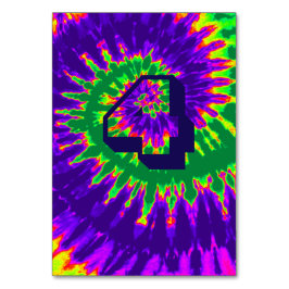 紫と緑のスパイラル絞り染め結婚のテーブル4 テーブルナンバー