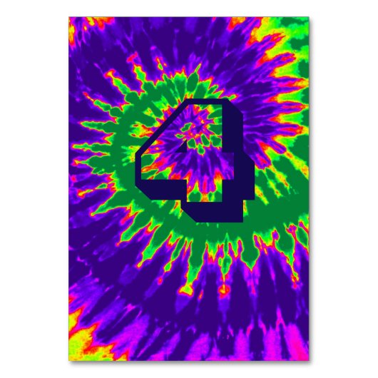 紫と緑のスパイラル絞り染め結婚のテーブル4 テーブルナンバー (裏面)