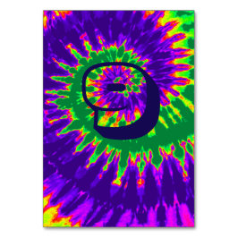 紫と緑のスパイラル絞り染め結婚のテーブル9 テーブルナンバー