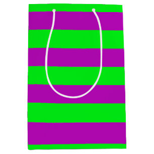 紫と緑のデザイン ミディアムペーパーバッグ