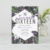 紫と緑のトロピカルパーム葉の甘い16 招待状 (スタンド正面)