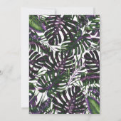 紫と緑のトロピカルパ葉ーム結婚ズ 招待状 (裏面)