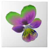 紫と緑のパンジーのタイル タイル (正面)