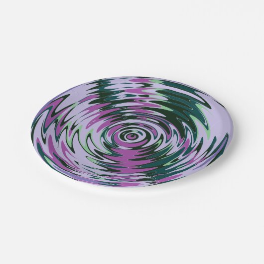 紫と緑のパーティープレート抽象芸術紙皿 ペーパープレート (アングル)