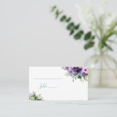 紫と緑のフローラシンプル結婚ズ プレイスカード (スタンド正面)