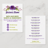 紫と緑のフローラスパ成分リスト 名刺 (正面/裏面)