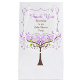 紫と緑のフローラバードバードシャワーありがとう スモールペーパーバッグ (正面)