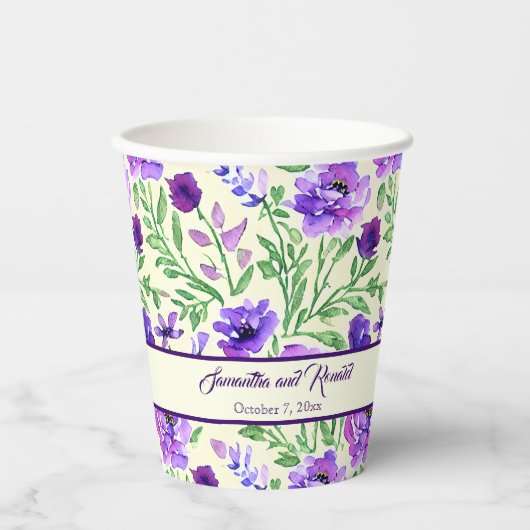 紫と緑のフローラ結婚ズ 紙コップ (正面)