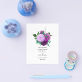 紫と緑のフローラ結婚式招待状 チラシ (シングル)