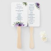 紫と緑のフローラ結婚式 プログラムハンドファン ハンドファン (正面&裏面)