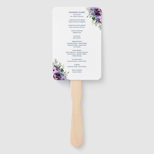 紫と緑のフローラ結婚式 プログラムハンドファン ハンドファン (裏面)