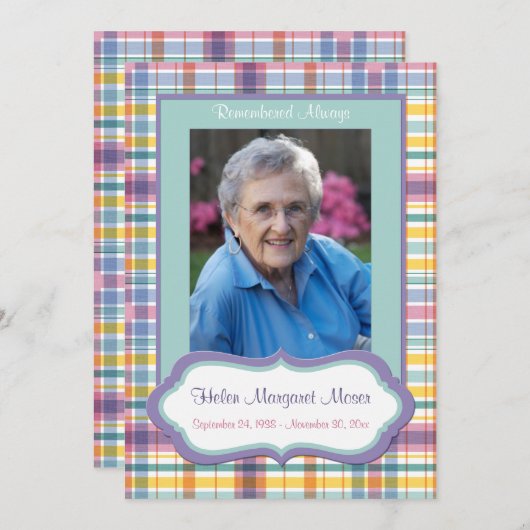 紫と緑のプライド記念写真付きカード プログラム (正面/裏面)