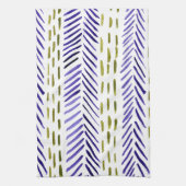 紫と緑のボホヘリンボーン模様 キッチンタオル (縦)