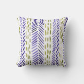 紫と緑のボホヘリンボーン模様 クッション (正面)