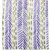 紫と緑のボホヘリンボーン模様 シャワーカーテン (正面)