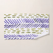 紫と緑のボホヘリンボーン模様 バスタオルセット (ハンドタオル)