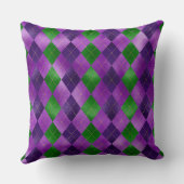 紫と緑のマルディグラダイヤモンドパターン クッション (裏面)