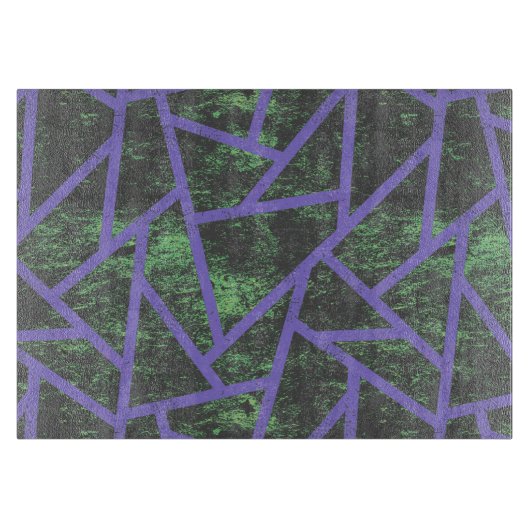 紫と緑のモザイク模様 カッティングボード (正面)