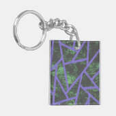 紫と緑のモザイク模様 キーホルダー (正面左)