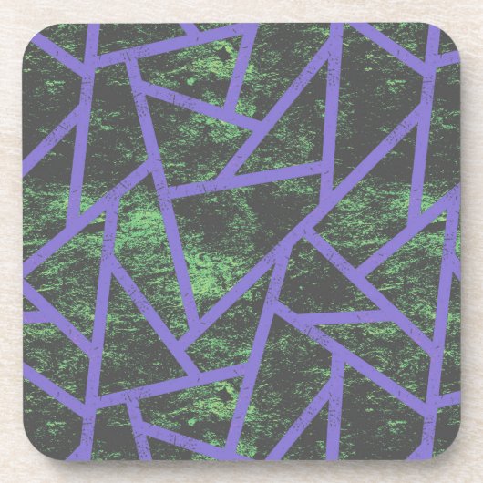 紫と緑のモザイク模様 コースター (正面)