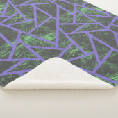 紫と緑のモザイク模様 シェルパブランケット (3/4)