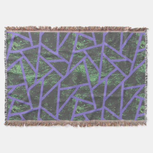 紫と緑のモザイク模様 スローブランケット (正面)