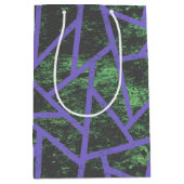 紫と緑のモザイク模様 ミディアムペーパーバッグ (正面)